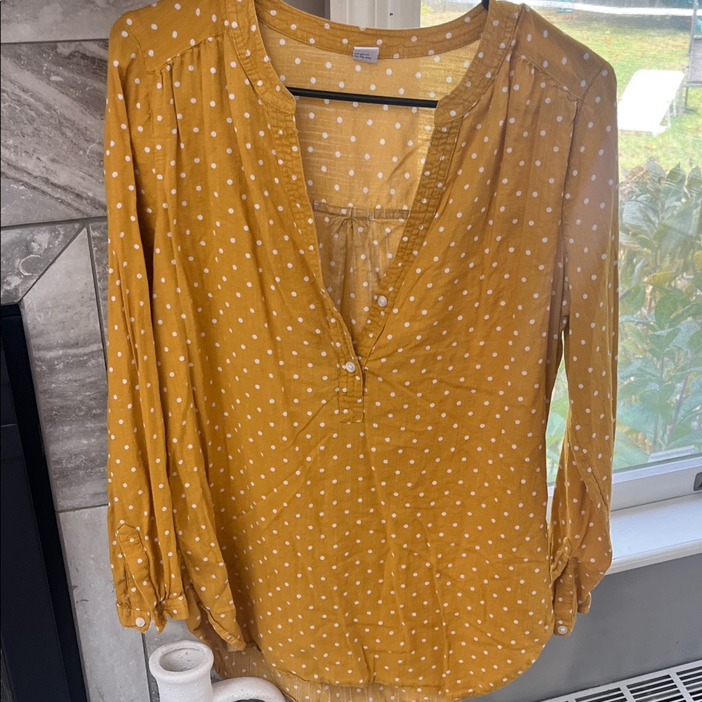 Old Navy Mustard Polka Dot Blouse